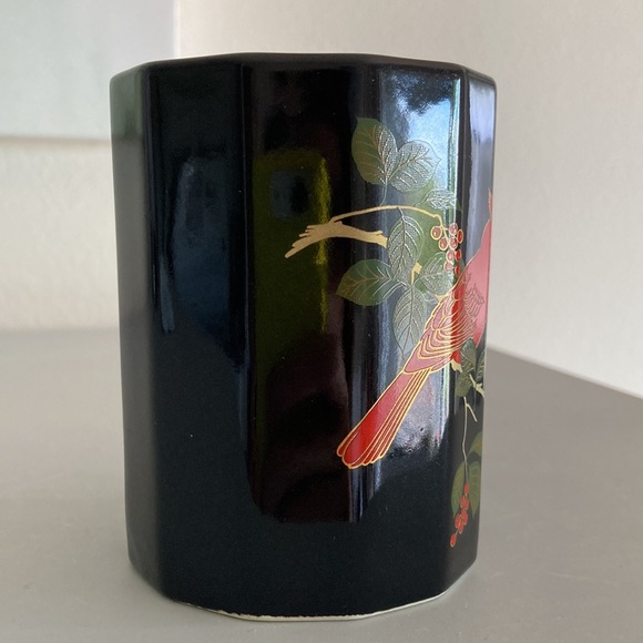 Otagiri Japan Vintage Cardinal Coffee Tea Mug Black Red Metallic Gold Detail - Picture 4 of 9